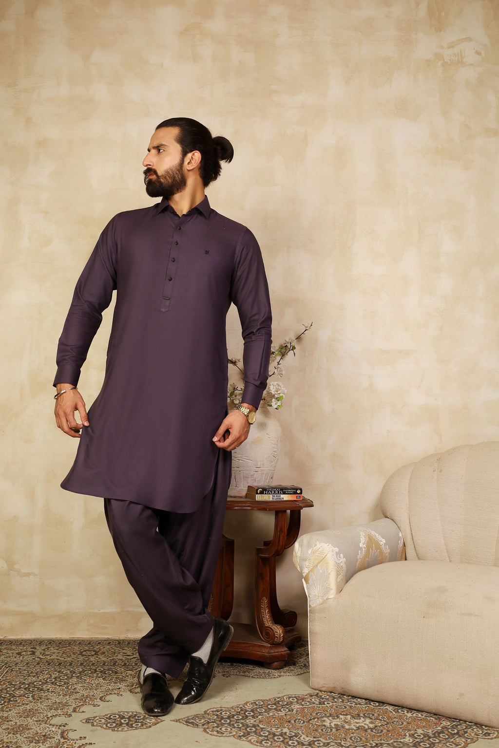 PURPLE TWILL SHALWAR KAMEEZ