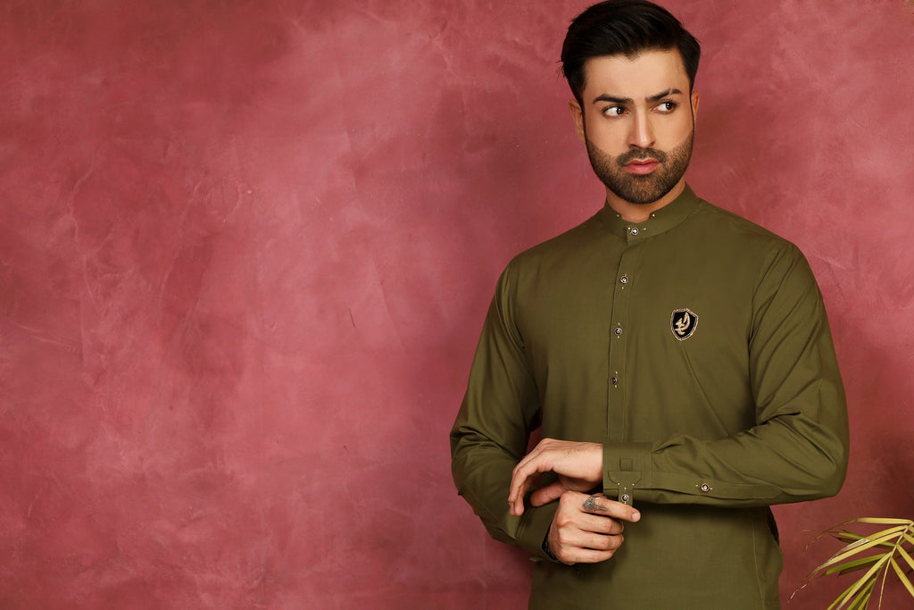 RUST GREEN KURTA TROUSER