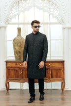 BLACK HAND WORK SHERWANI