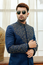 BLUE PANEL WORK SHERWANI