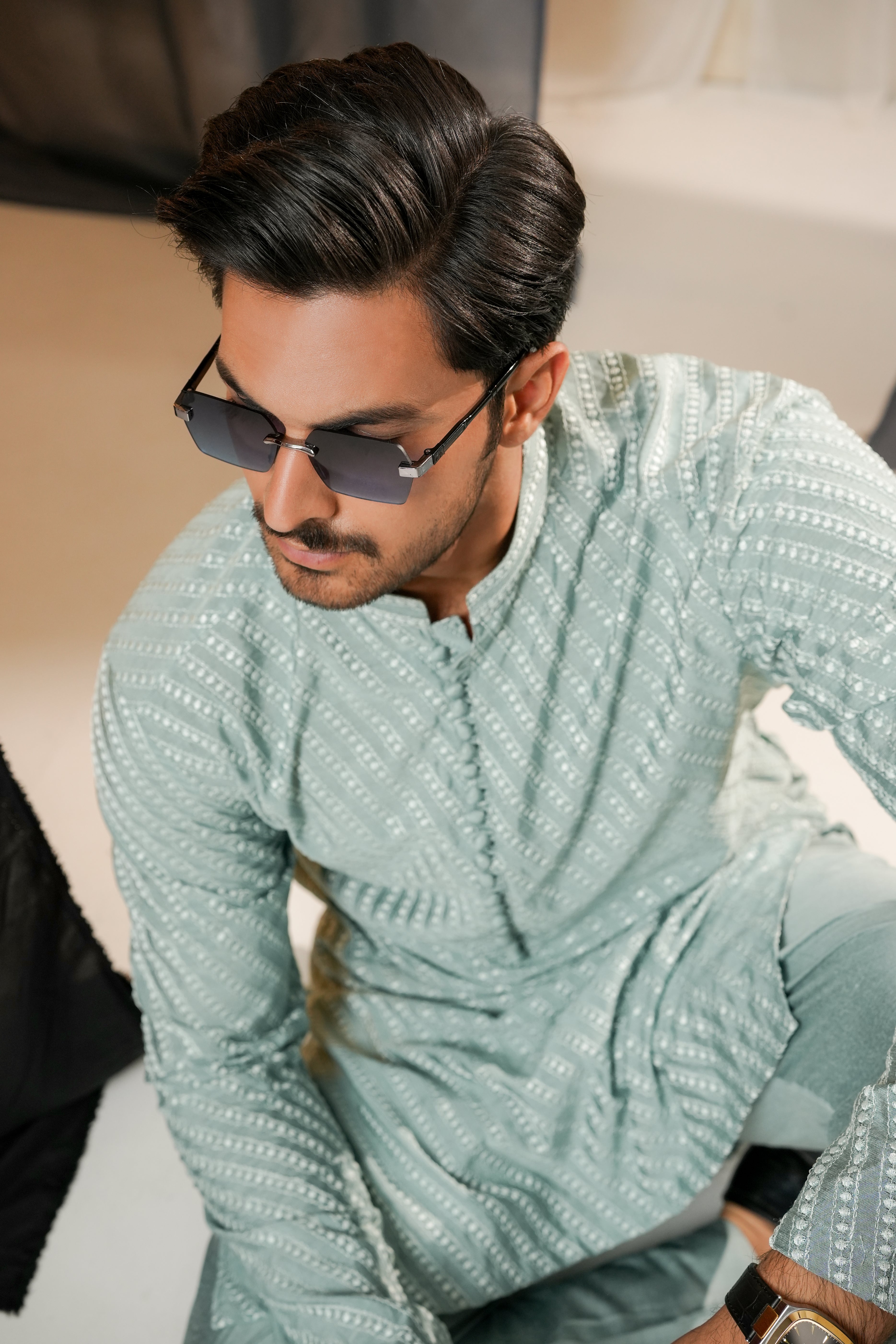 LIGHT BLUE EMBROIDERED KURTA TROUSER