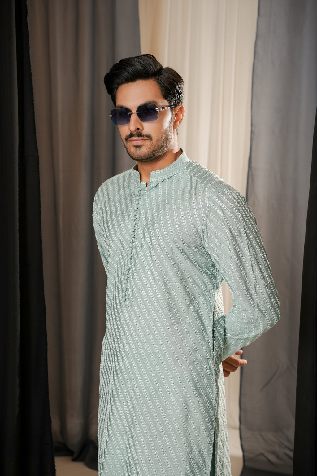 LIGHT BLUE EMBROIDERED KURTA TROUSER