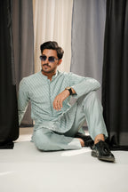 LIGHT BLUE EMBROIDERED KURTA TROUSER