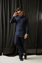 MID-NIGHT BLUE SAFARI KURTA TROUSER