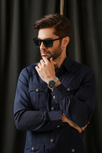 MID-NIGHT BLUE SAFARI KURTA TROUSER