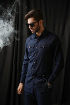 MID-NIGHT BLUE SAFARI KURTA TROUSER